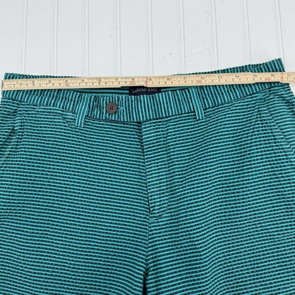 Lands End High Rise Seersucker Shorts Mens 35 Flat Front Stretch Waist‎ Chino - Picture 3 of 7